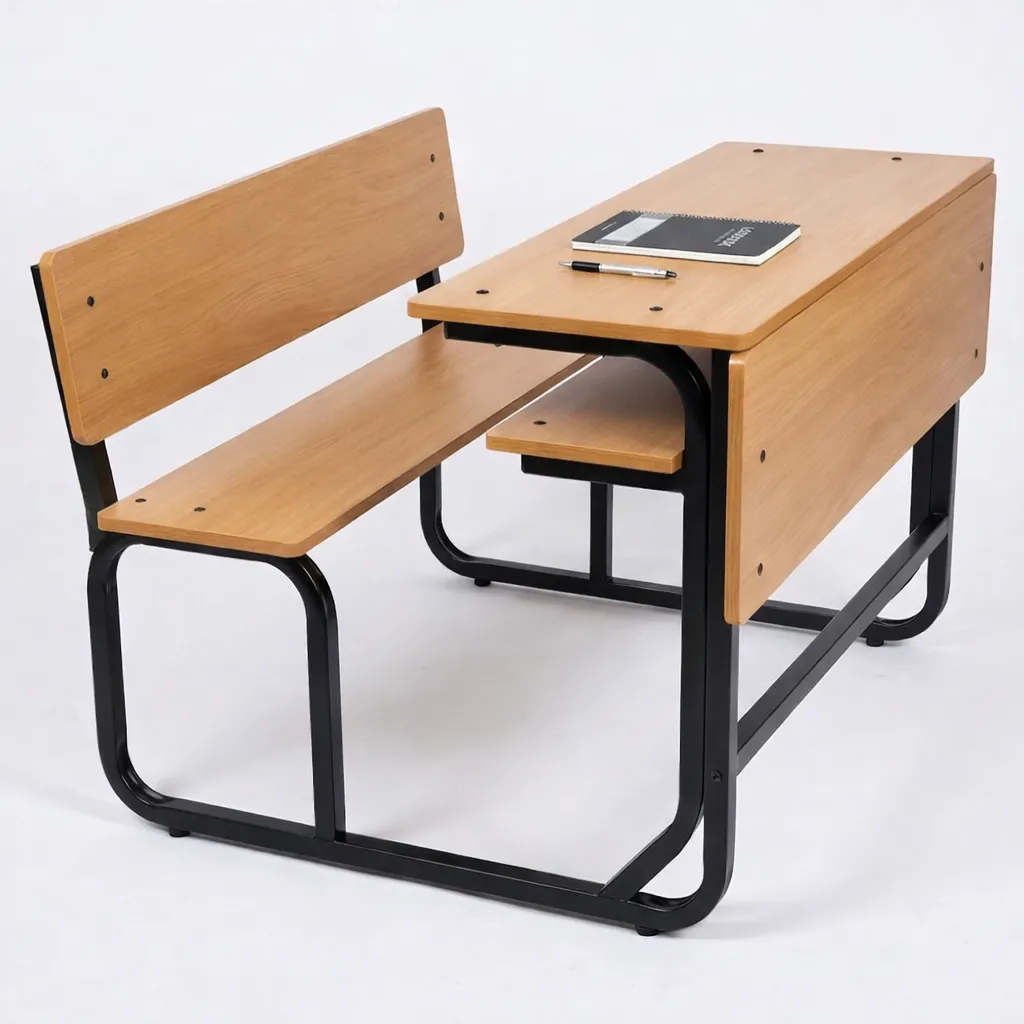 Double Student Desk-and-Bench Combo